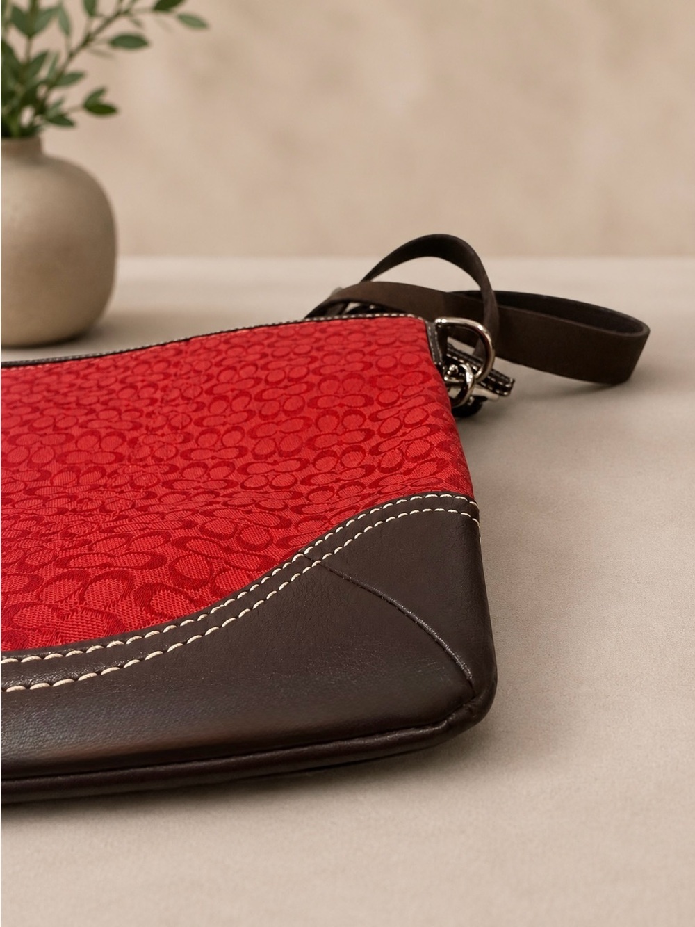 Vintage Coach Y2k Signature Crossbody Red Canvas Leat… - Gem